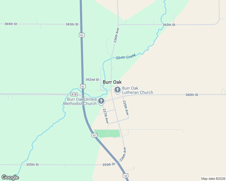 map of restaurants, bars, coffee shops, grocery stores, and more near 3608 236th Avenue in Decorah