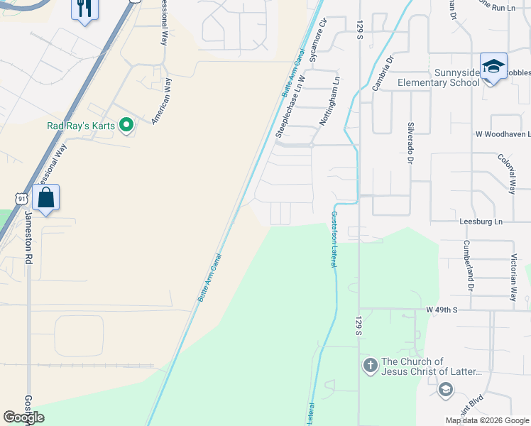 map of restaurants, bars, coffee shops, grocery stores, and more near in Idaho Falls