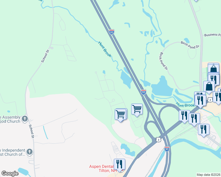 map of restaurants, bars, coffee shops, grocery stores, and more near 1 Pine Hill Road in Tilton