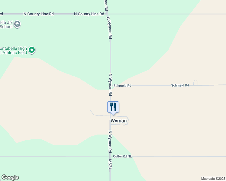 map of restaurants, bars, coffee shops, grocery stores, and more near 11446 North Wyman Road in Blanchard