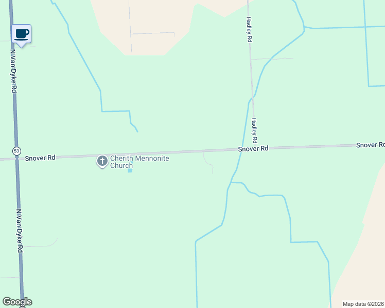 map of restaurants, bars, coffee shops, grocery stores, and more near 6111 Snover Road in Decker