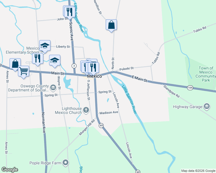 map of restaurants, bars, coffee shops, grocery stores, and more near 10 Spring Street in Mexico