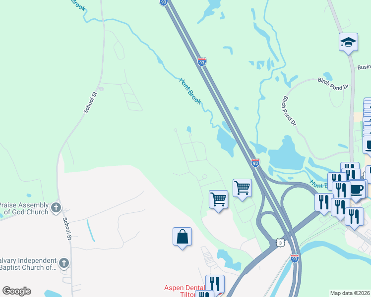 map of restaurants, bars, coffee shops, grocery stores, and more near 124 Sherwood Drive in Tilton