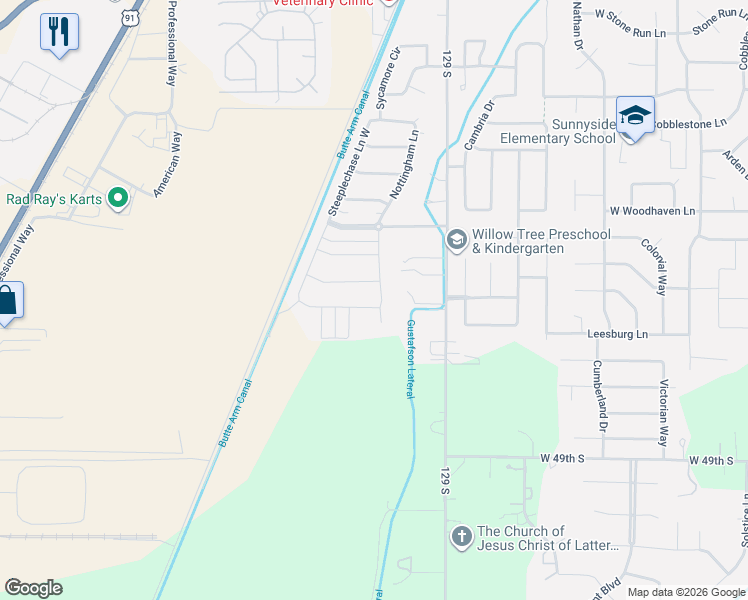 map of restaurants, bars, coffee shops, grocery stores, and more near 4355 Nottingham Lane in Idaho Falls