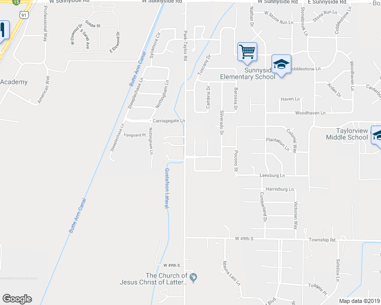 map of restaurants, bars, coffee shops, grocery stores, and more near 4324 Rockingham Circle in Idaho Falls