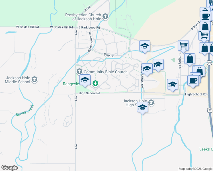 map of restaurants, bars, coffee shops, grocery stores, and more near 3007 Rangeview Drive in Jackson