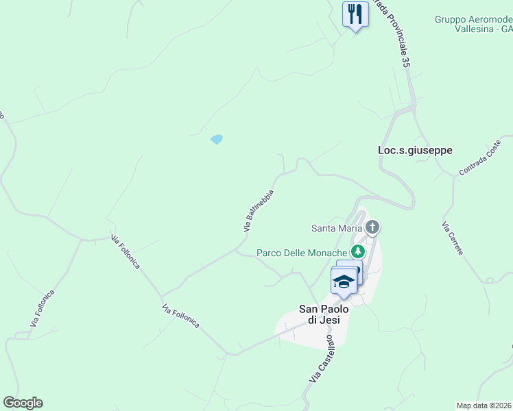 map of restaurants, bars, coffee shops, grocery stores, and more near 16 Via Battinebbia in Provincia di Ancona