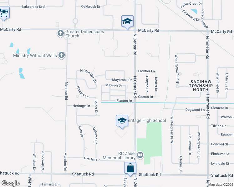 map of restaurants, bars, coffee shops, grocery stores, and more near 5095 Bennington Dr in Saginaw Charter Township