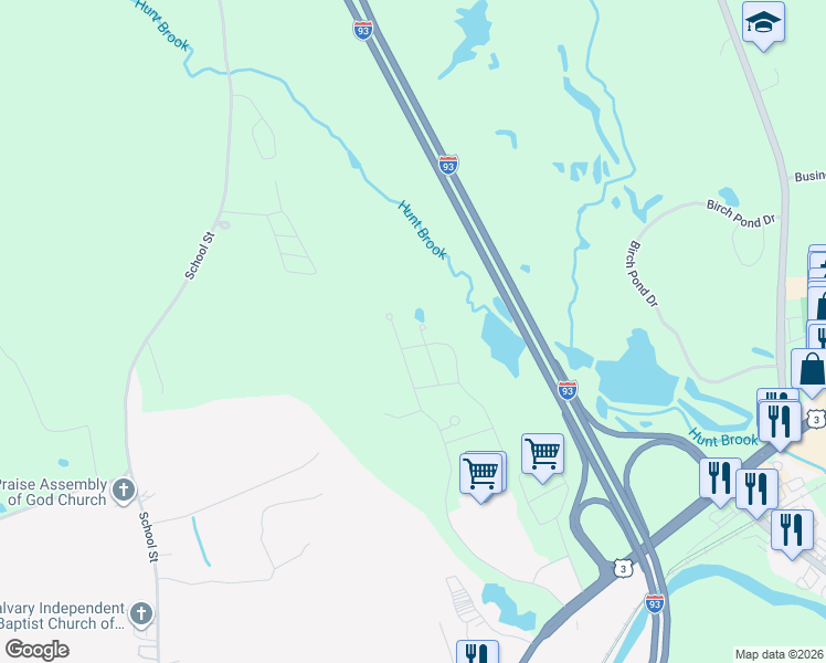 map of restaurants, bars, coffee shops, grocery stores, and more near 26 Pine Hill Road in Tilton