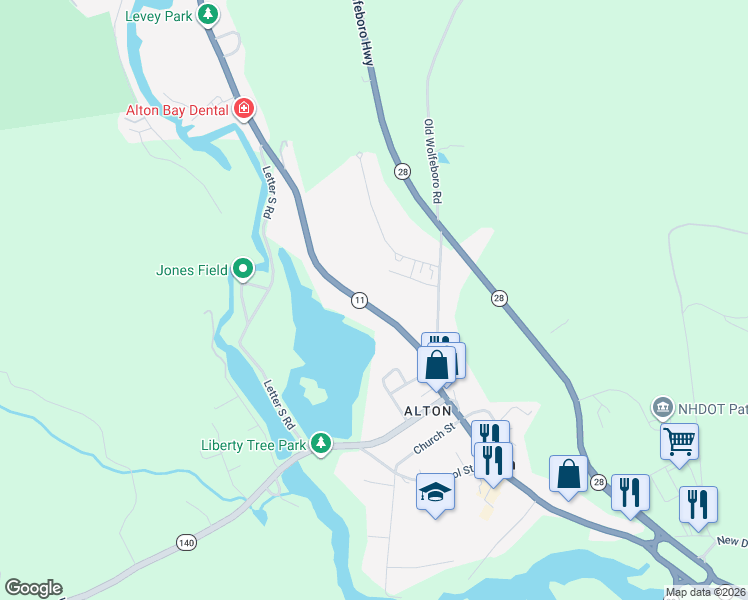 map of restaurants, bars, coffee shops, grocery stores, and more near 186 Main Street in Alton