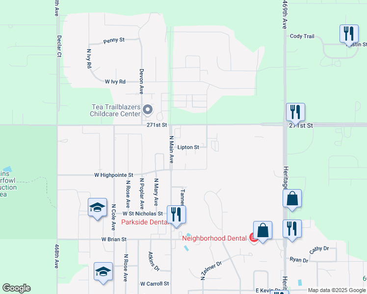 map of restaurants, bars, coffee shops, grocery stores, and more near 101 Lipton Street in Tea