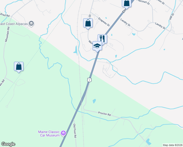 map of restaurants, bars, coffee shops, grocery stores, and more near 2812 Portland Rd in Arundel