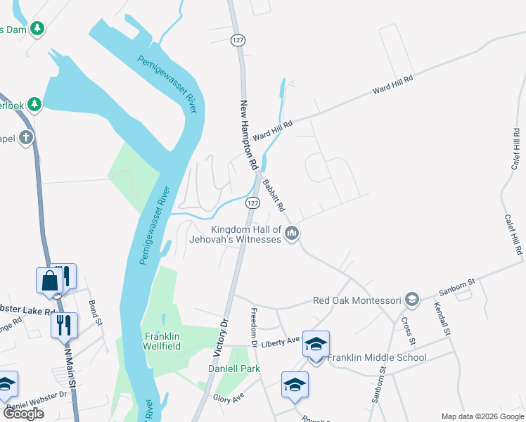 map of restaurants, bars, coffee shops, grocery stores, and more near 408 Victory Drive in Franklin