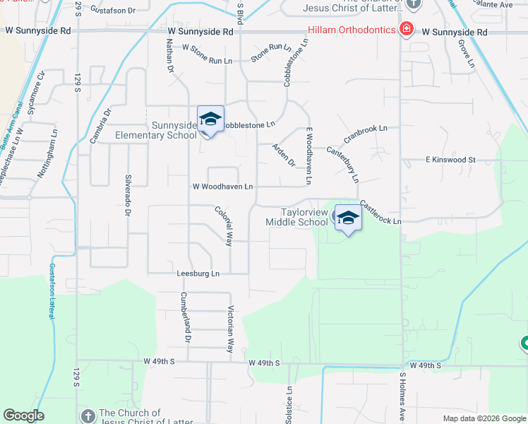 map of restaurants, bars, coffee shops, grocery stores, and more near 161 Castlerock Lane in Idaho Falls
