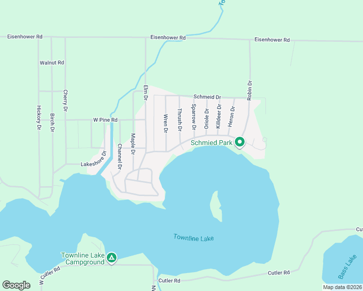 map of restaurants, bars, coffee shops, grocery stores, and more near 11560 Bluebird Drive in Lakeview