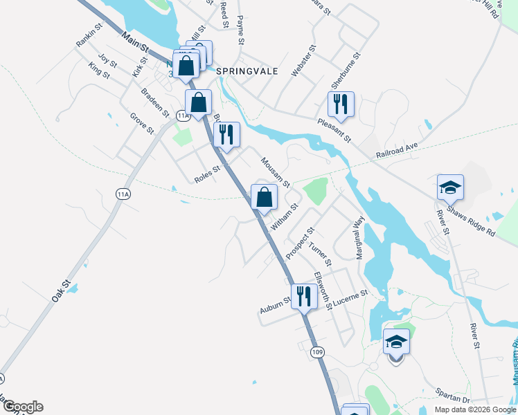 map of restaurants, bars, coffee shops, grocery stores, and more near Rail Trail in Sanford