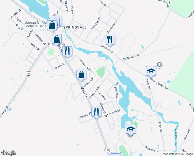 map of restaurants, bars, coffee shops, grocery stores, and more near 32 Rosewood Circle in Sanford