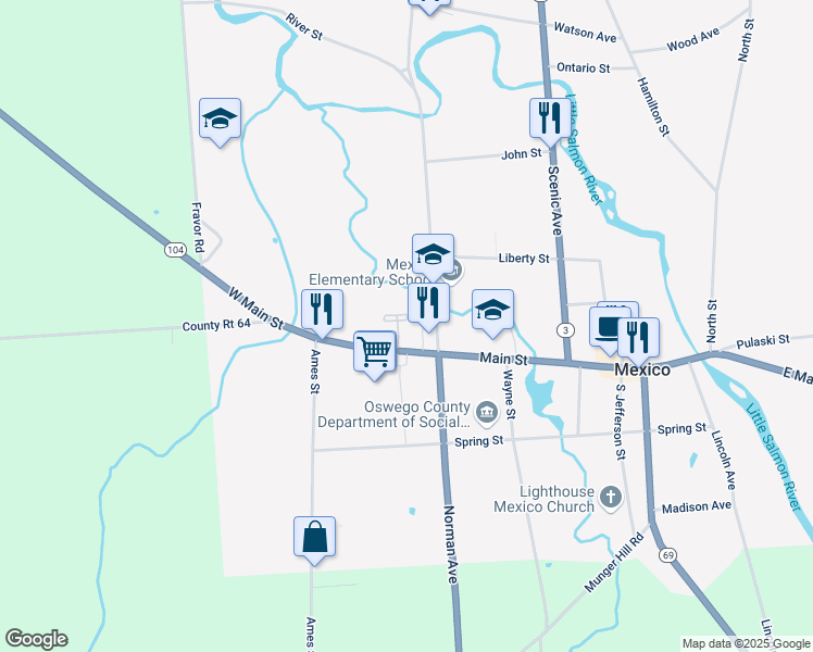 map of restaurants, bars, coffee shops, grocery stores, and more near 16 Kimberly Lane in Mexico