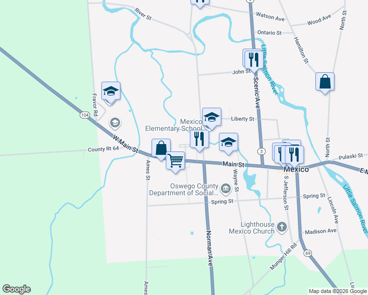 map of restaurants, bars, coffee shops, grocery stores, and more near 16 Kimberly Lane in Mexico