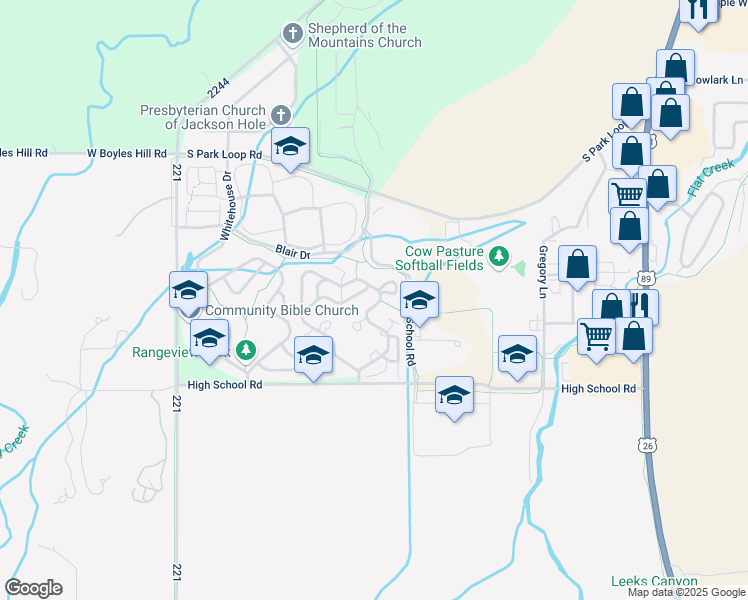 map of restaurants, bars, coffee shops, grocery stores, and more near 2063 Corner Creek Lane in Jackson