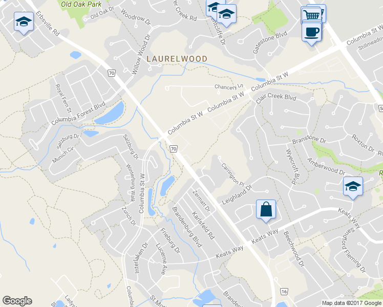 map of restaurants, bars, coffee shops, grocery stores, and more near in Waterloo