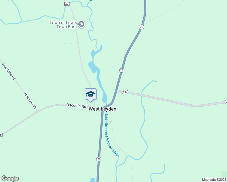 map of restaurants, bars, coffee shops, grocery stores, and more near 1187 New York 26 in West Leyden