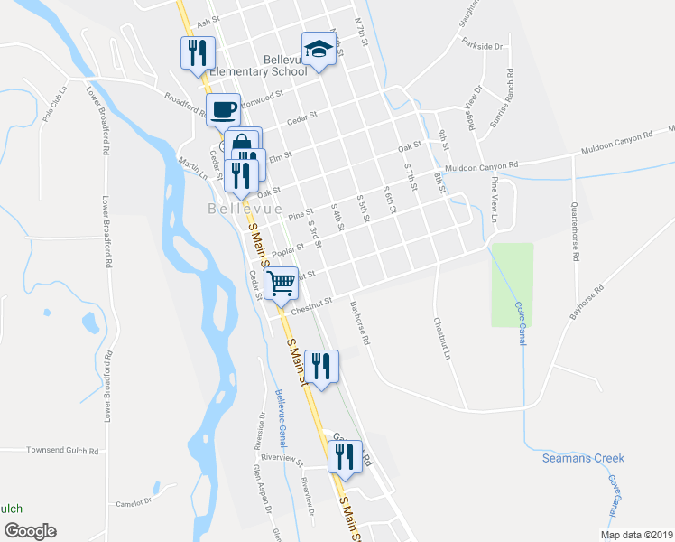 map of restaurants, bars, coffee shops, grocery stores, and more near 308 Walnut Street in Bellevue