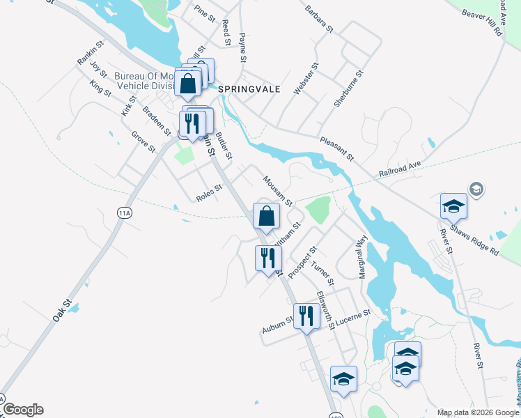 map of restaurants, bars, coffee shops, grocery stores, and more near Rail Trail in Sanford