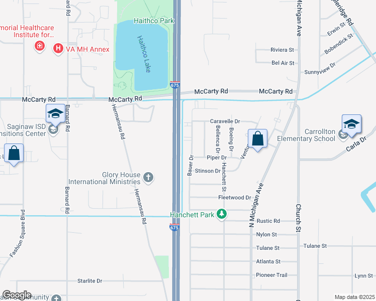 map of restaurants, bars, coffee shops, grocery stores, and more near 3830 Bauer Drive in Saginaw