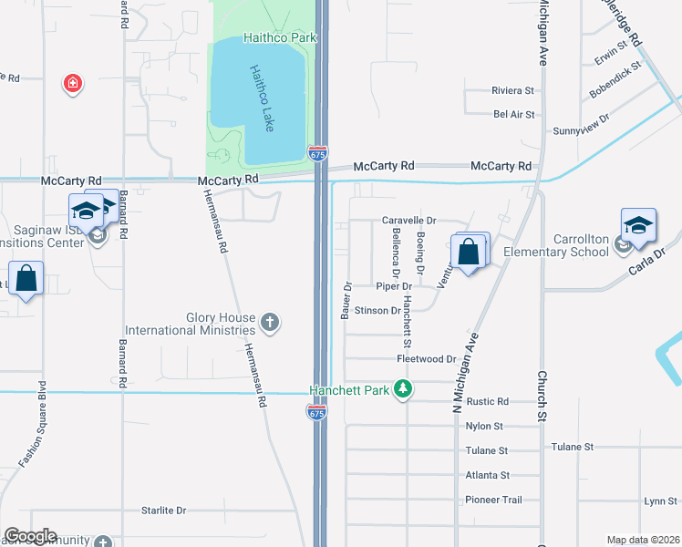 map of restaurants, bars, coffee shops, grocery stores, and more near 3830 Bauer Drive in Saginaw
