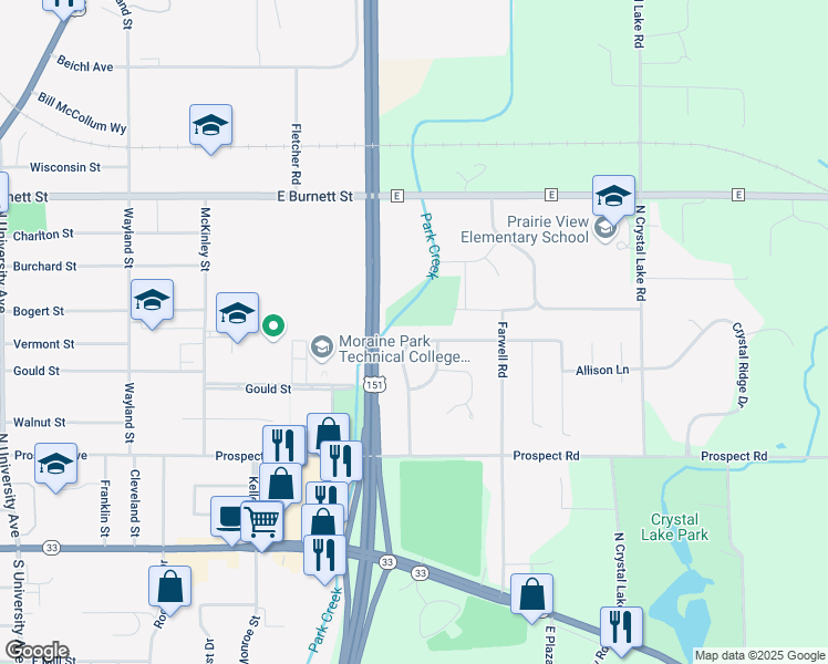 map of restaurants, bars, coffee shops, grocery stores, and more near 316 Eilbes Avenue in Beaver Dam