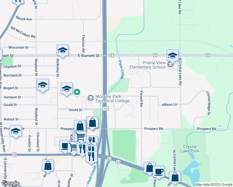map of restaurants, bars, coffee shops, grocery stores, and more near 316 Eilbes Avenue in Beaver Dam