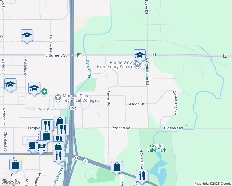 map of restaurants, bars, coffee shops, grocery stores, and more near 504 Eilbes Avenue in Beaver Dam