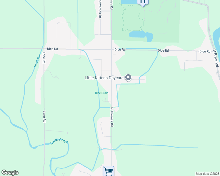 map of restaurants, bars, coffee shops, grocery stores, and more near 3693 North Thomas Road in Freeland