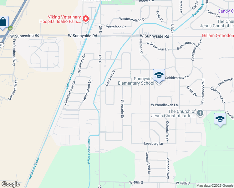 map of restaurants, bars, coffee shops, grocery stores, and more near 3949 Cambria Drive in Idaho Falls