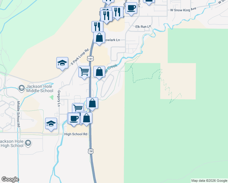 map of restaurants, bars, coffee shops, grocery stores, and more near 2024 Hidden Ranch Loop in Jackson