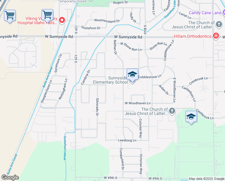 map of restaurants, bars, coffee shops, grocery stores, and more near 254 Georgetown Court in Idaho Falls