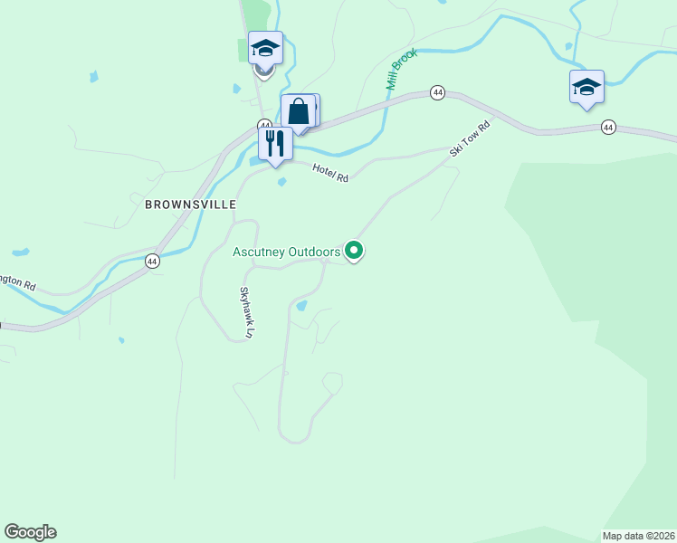 map of restaurants, bars, coffee shops, grocery stores, and more near 543 Ski Tow Road in West Windsor