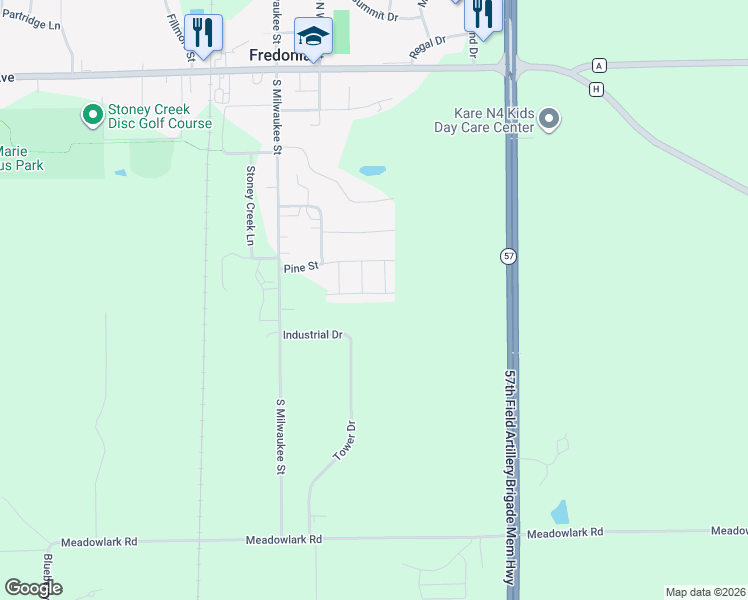 map of restaurants, bars, coffee shops, grocery stores, and more near 237 Forest Street in Fredonia