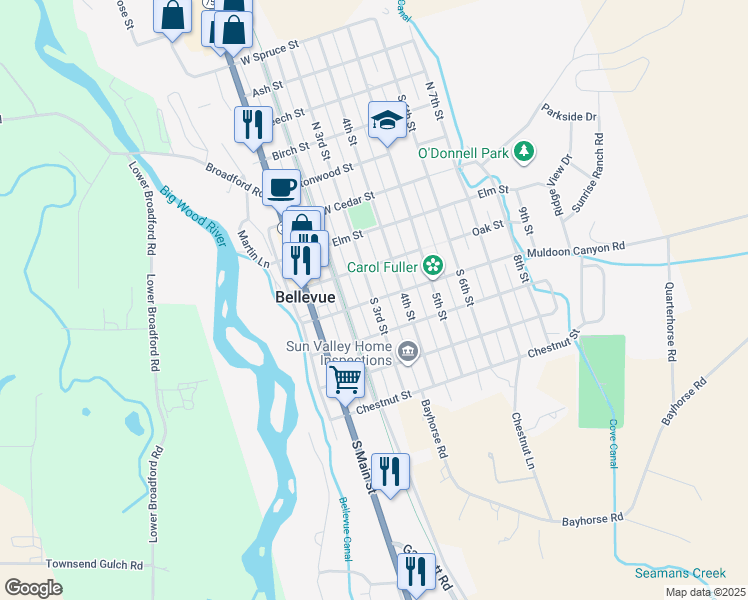 map of restaurants, bars, coffee shops, grocery stores, and more near 298 S 3rd St in Bellevue