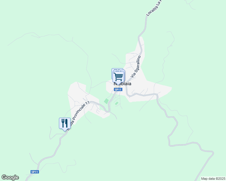 map of restaurants, bars, coffee shops, grocery stores, and more near 13 Via Aurelio Saffi in Nibbiaia