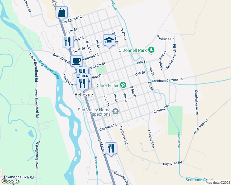 map of restaurants, bars, coffee shops, grocery stores, and more near in Bellevue
