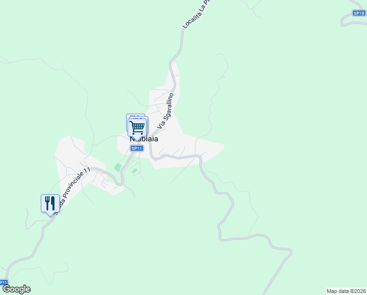 map of restaurants, bars, coffee shops, grocery stores, and more near 83 Via Bernardo Buontalenti in Nibbiaia