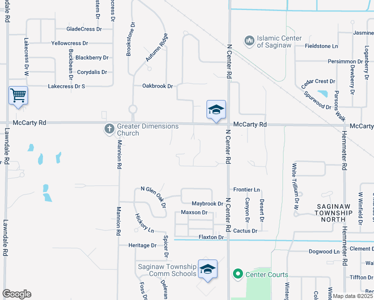 map of restaurants, bars, coffee shops, grocery stores, and more near 5100 McCarty Road in Saginaw