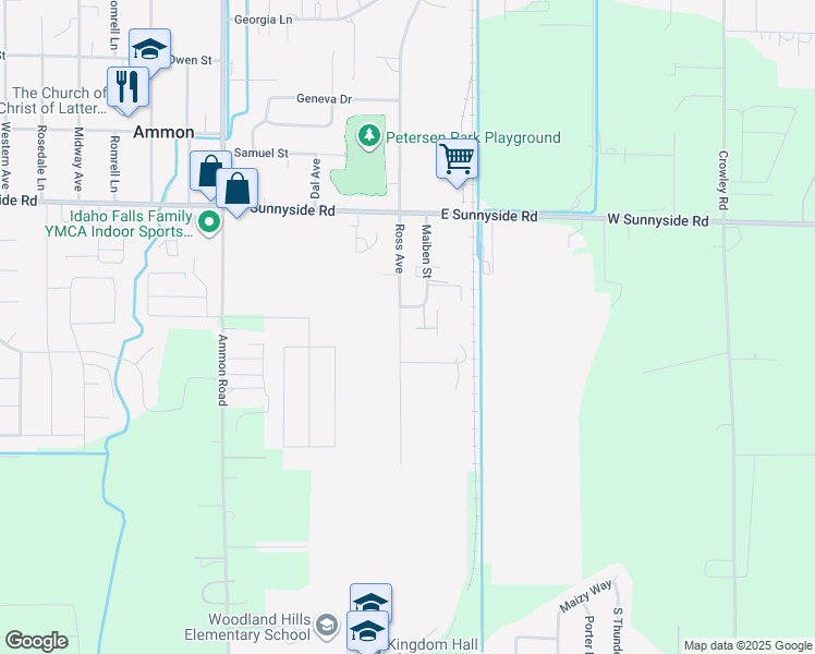map of restaurants, bars, coffee shops, grocery stores, and more near 3705 Ross Avenue in Ammon