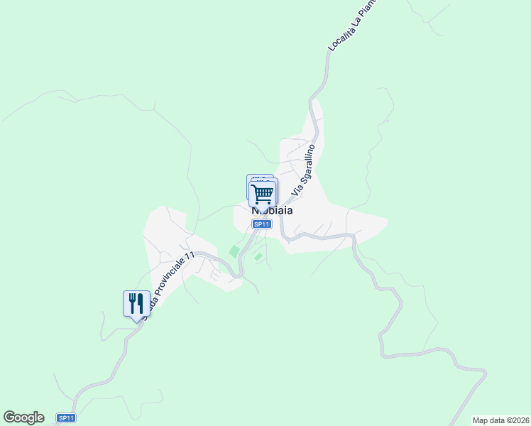 map of restaurants, bars, coffee shops, grocery stores, and more near in Nibbiaia