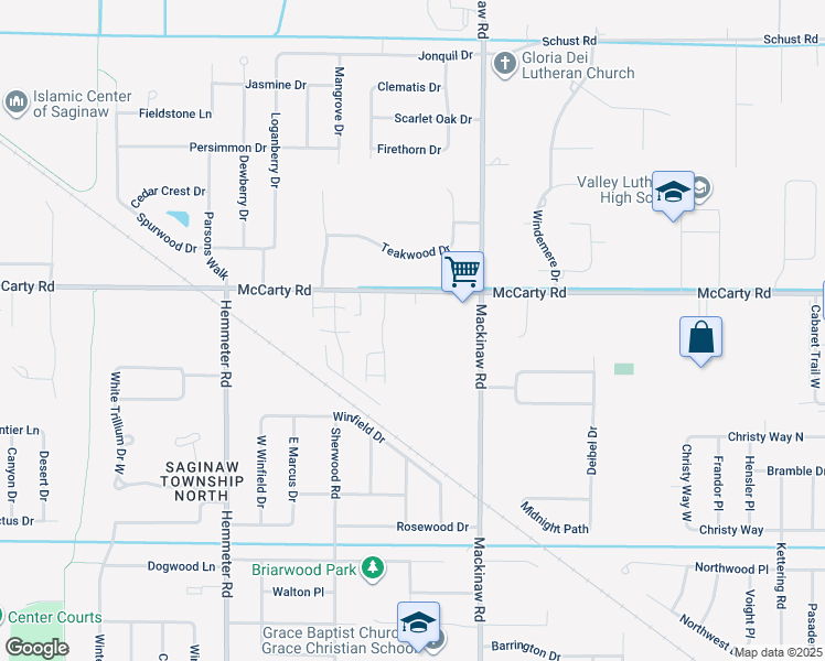 map of restaurants, bars, coffee shops, grocery stores, and more near 4141 McCarty Road in Saginaw