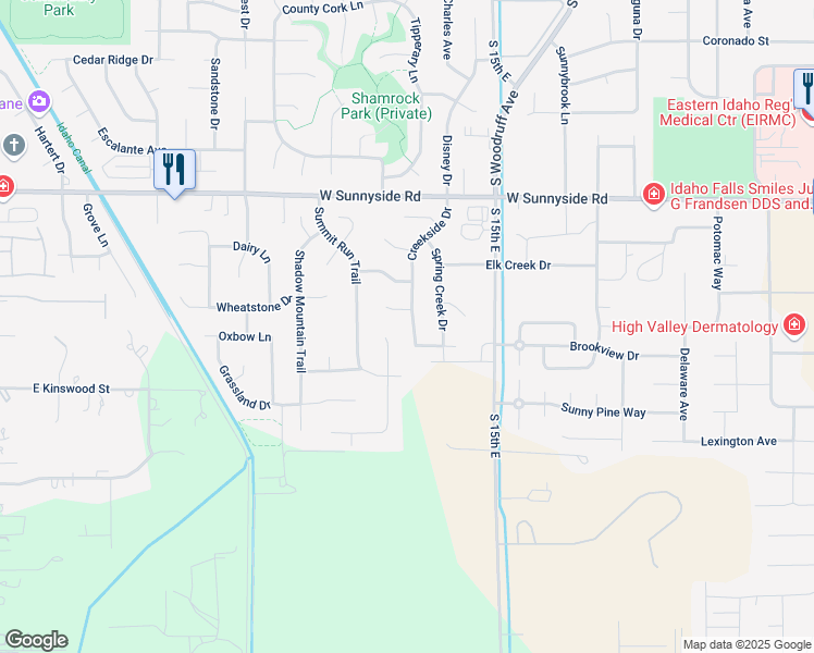 map of restaurants, bars, coffee shops, grocery stores, and more near 3775 Otter Trail in Idaho Falls
