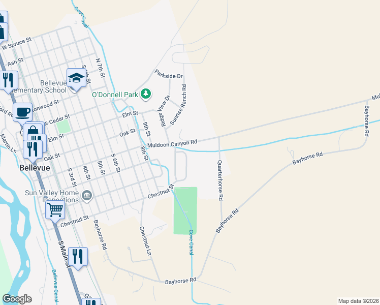 map of restaurants, bars, coffee shops, grocery stores, and more near Chestnut Loop in Bellevue