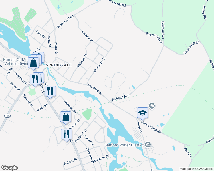 map of restaurants, bars, coffee shops, grocery stores, and more near 8 Woodvale Court in Sanford